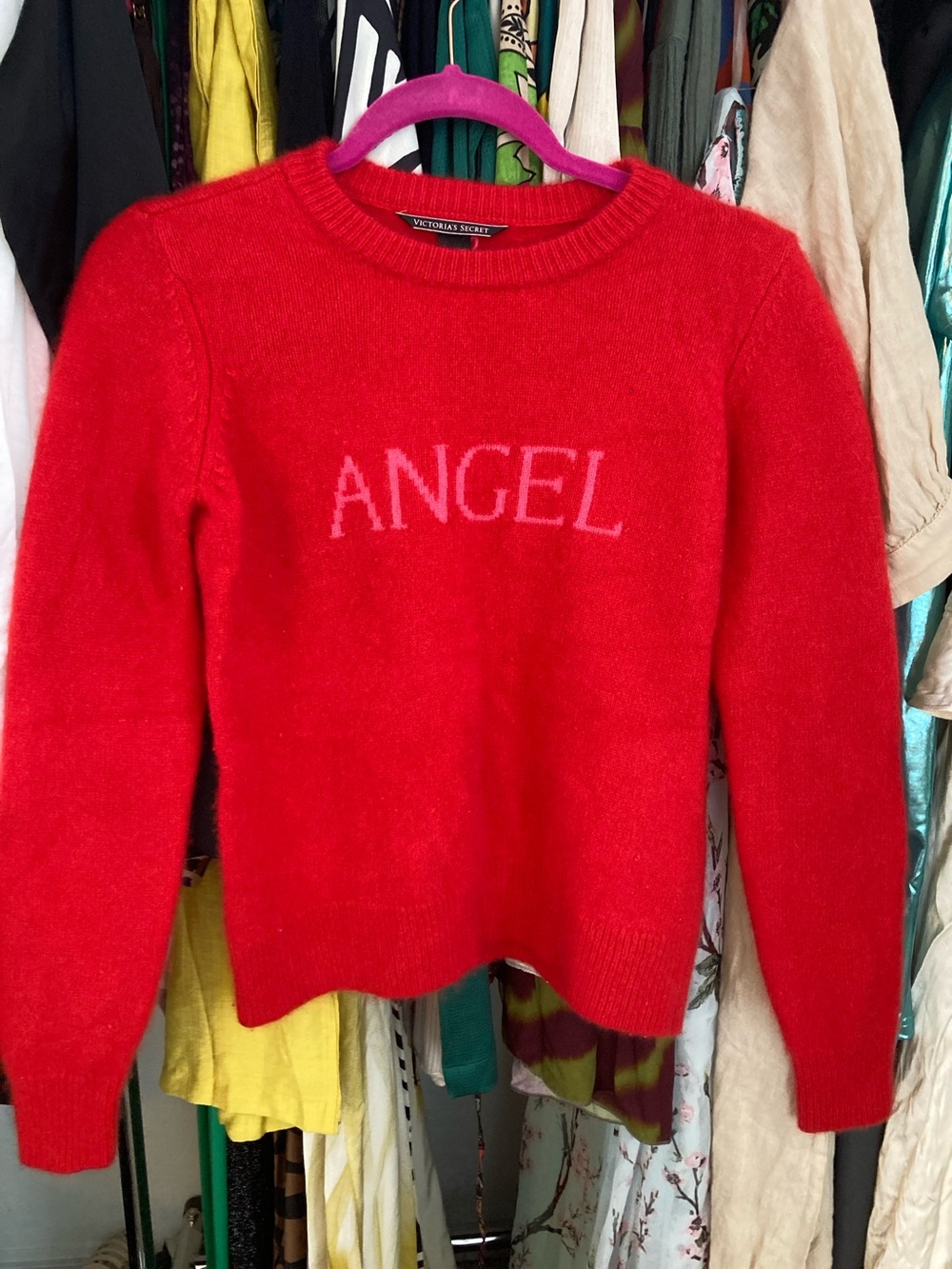 Victoria's Secret Red 'ANGEL' Crewneck Sweater